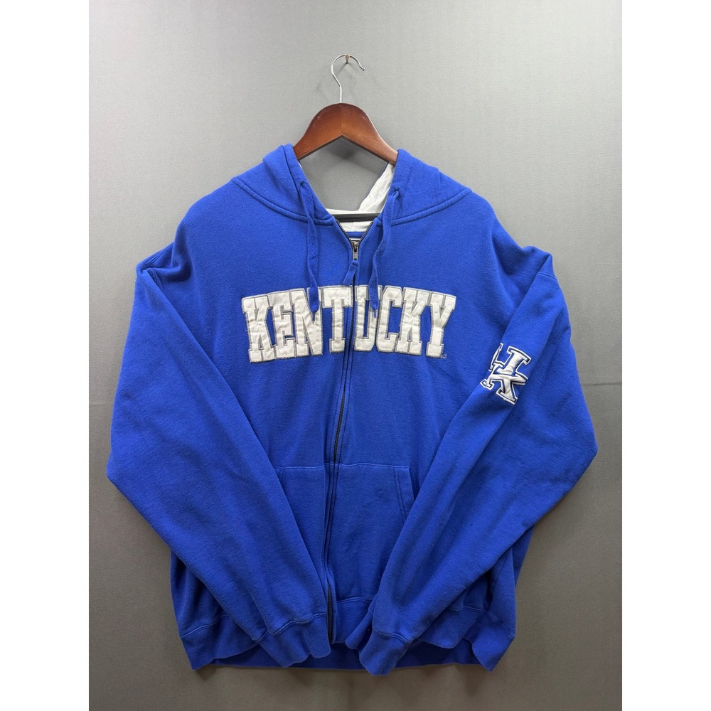 Stadium Athletics Kentucky Hoodie Mens Blue Full Zip Embroidered XXL